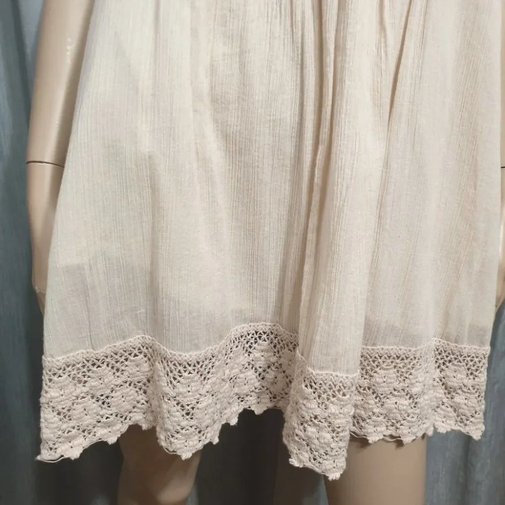 FOREVER NEW AU-8 Light Peach Dress Lined Empire Line Waist w/ Embroidery A-Line - Picture 9 of 14